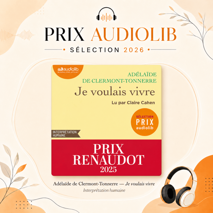 Sélection prix Audiolib 2026 : Je voulais vivre d’Adelaïde de Clermont-Tonnerre